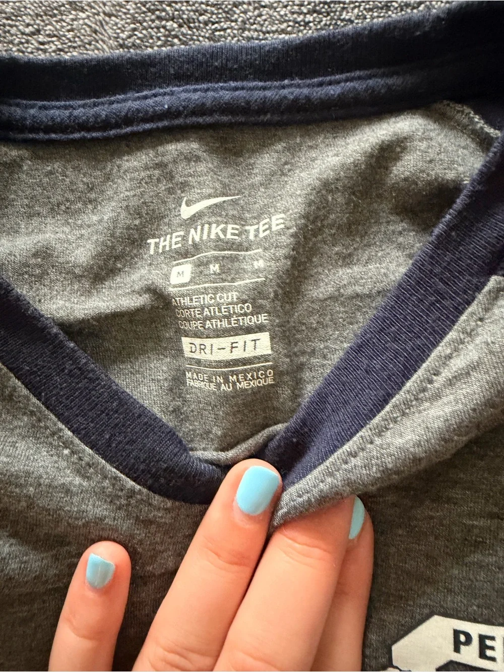 Nike Kids Gray Body Navy Raglan 3/4 Sleeve Tee with Penn State Logo